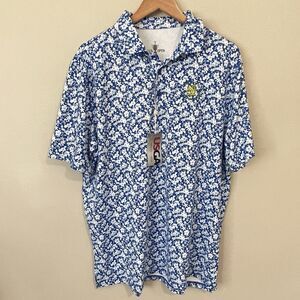 NWT US Open Mens L LACC Polo Golf Shirt USGA 123rd Blue Floral Lightweight Top